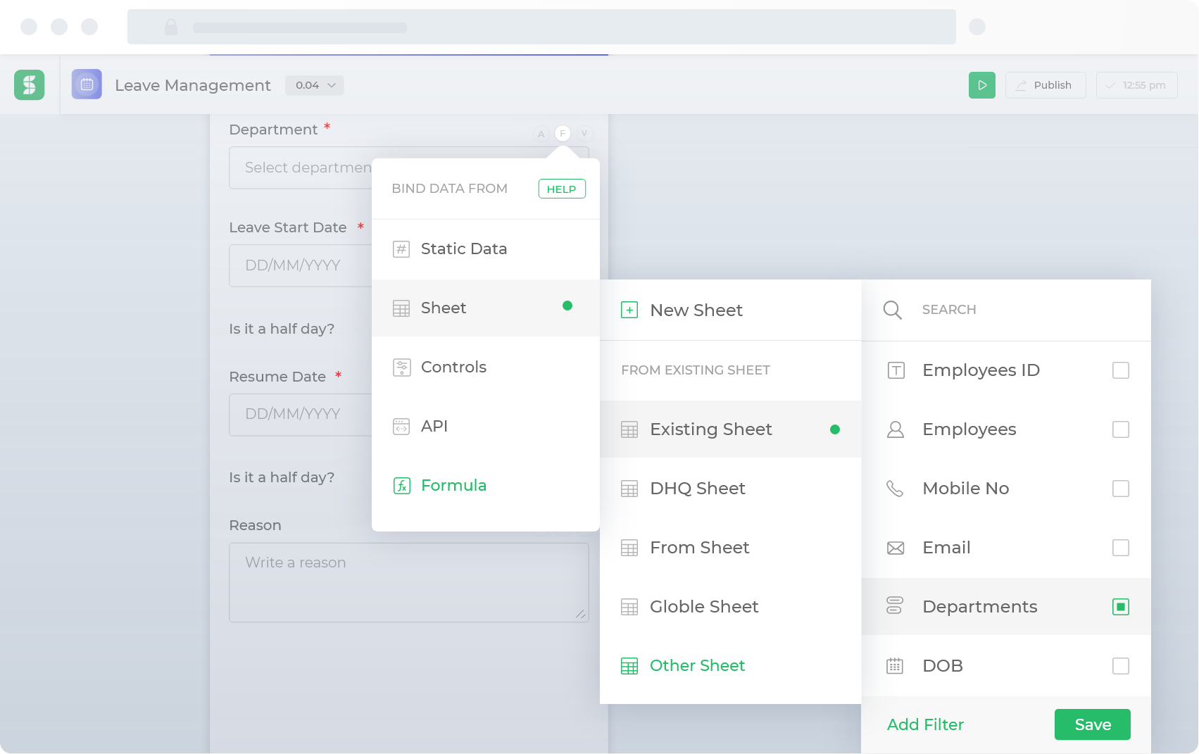 Sheet Binding in low code tools
