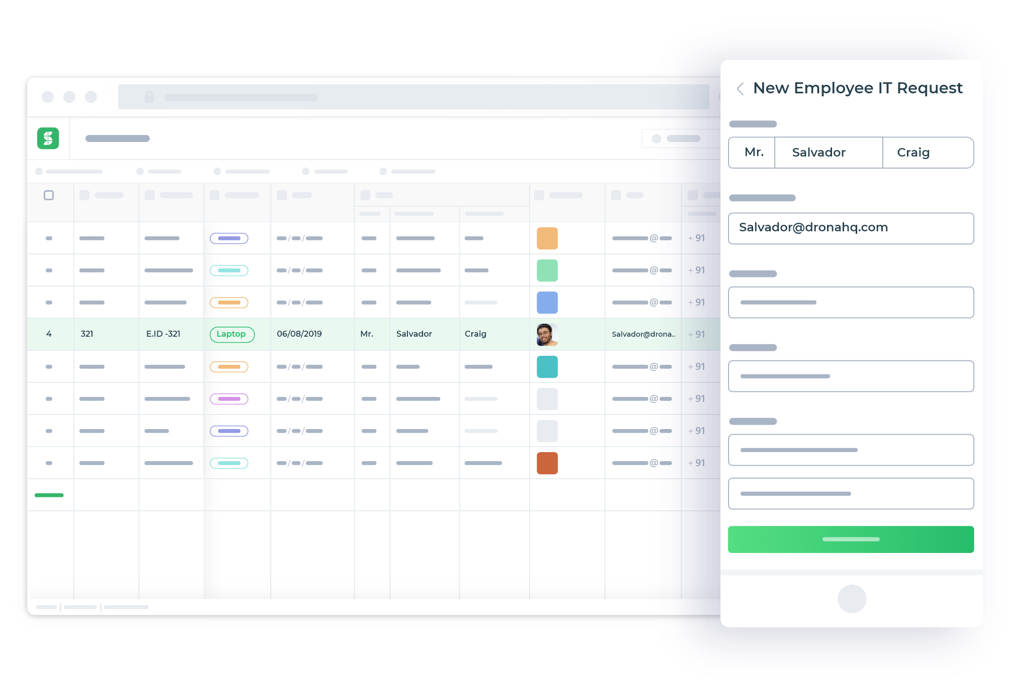 record for every new employee and their it asset requirement