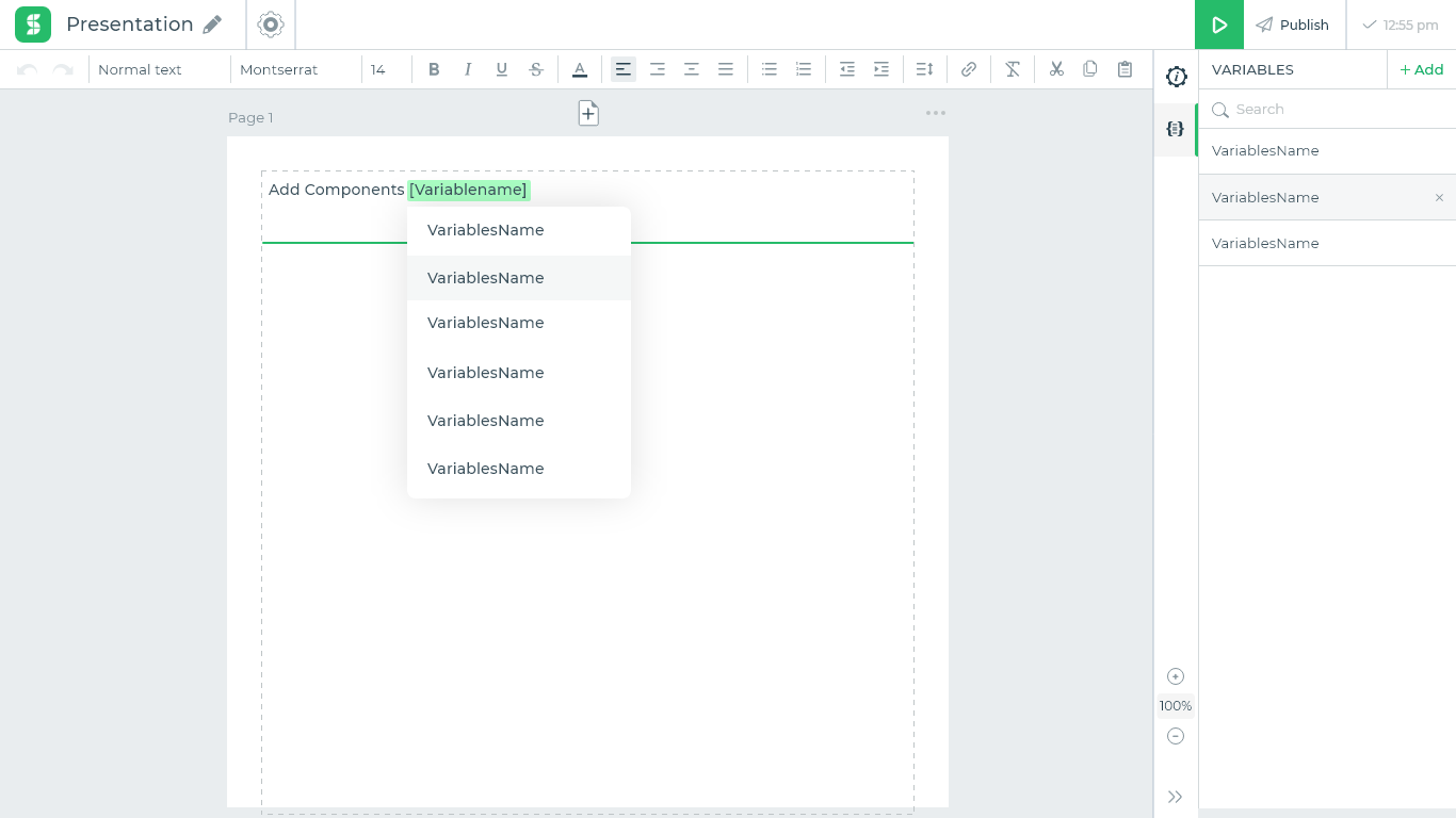 pdf creator text image variables