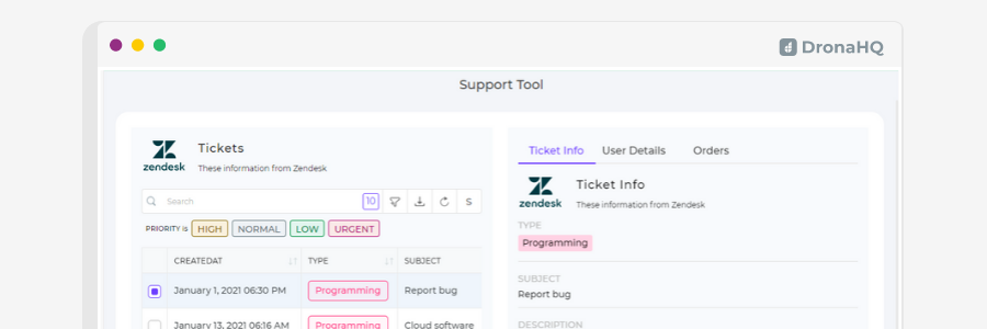 Customer Support Tool on DronaHQ