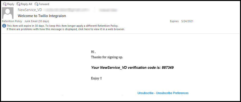 Verification Code Email
