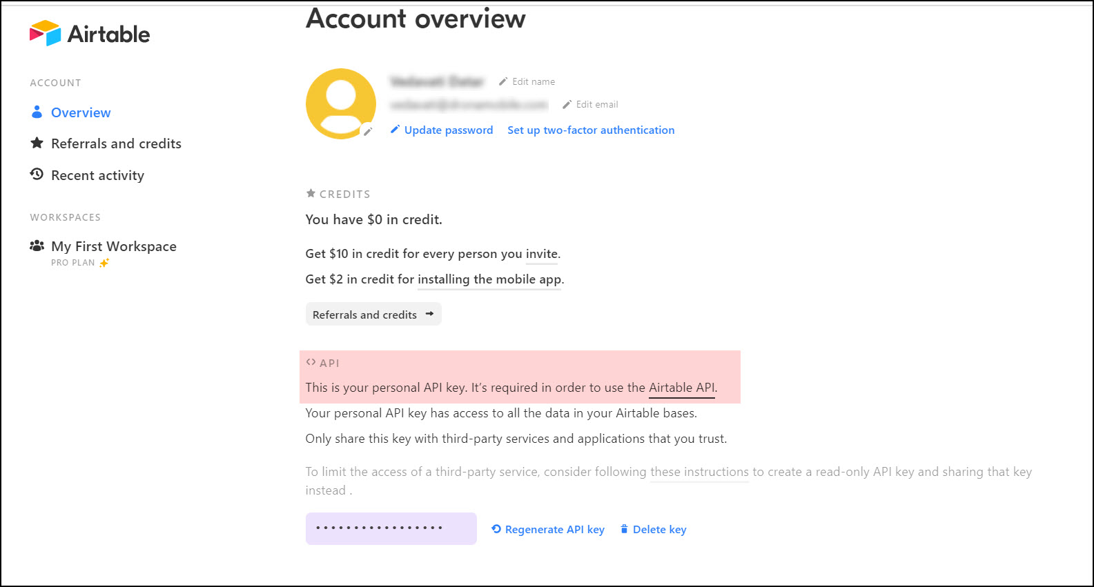 Airtable Account overview