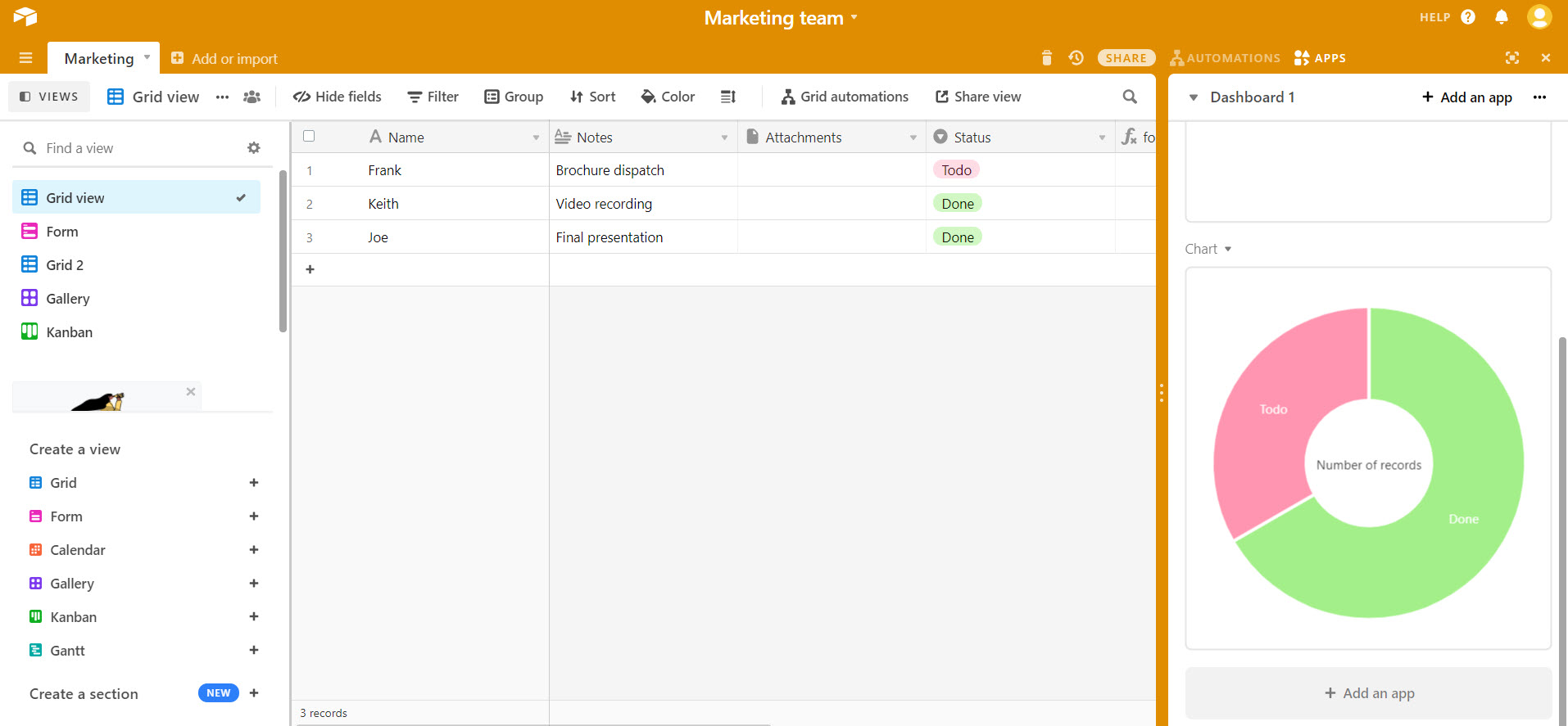 Airtable Base and Table