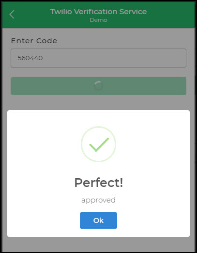 Verification code approval status