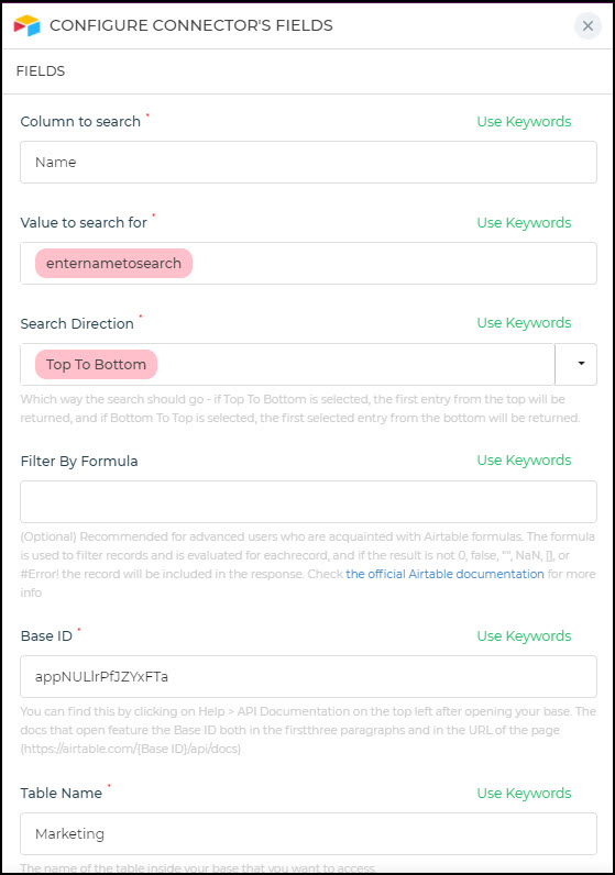 Configure Airtable Connector