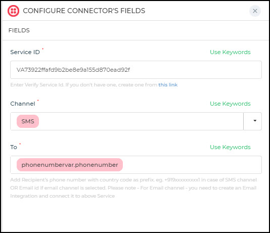 Configure Connector for SMS