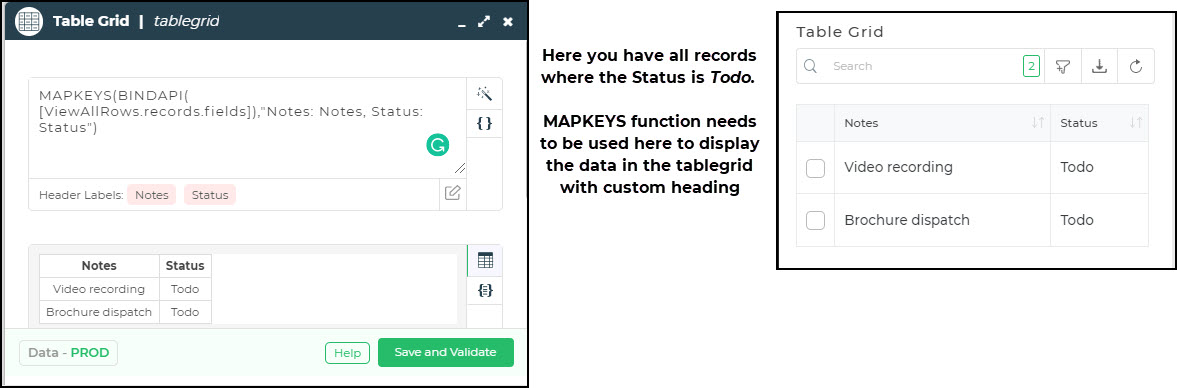 Bind data to Tablegrid