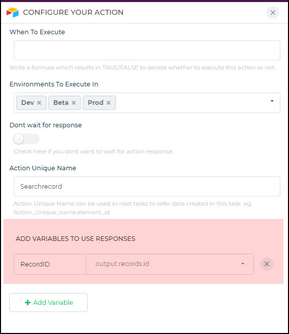 Connector Response Variable