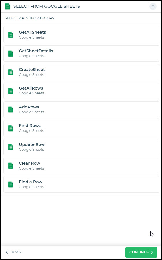 Google Sheet Connector Actions