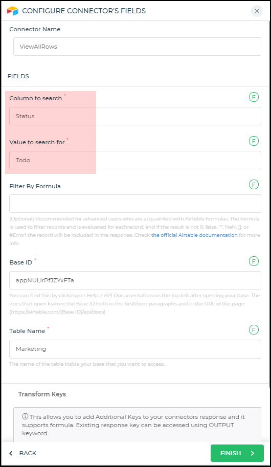 View all records with status Todo
