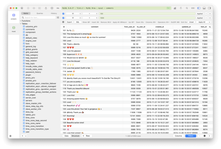 TablePlus PostgreSQL Database GUI