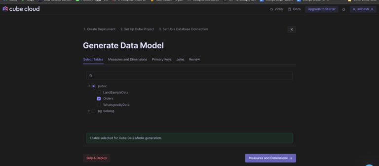 Generate Data Model cube