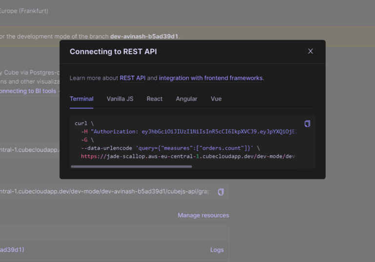 connecting to REST API cube