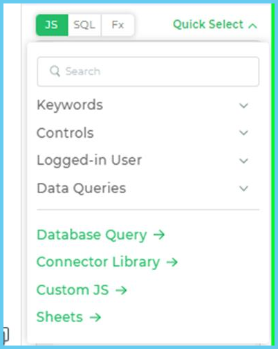 different quick selects would appear