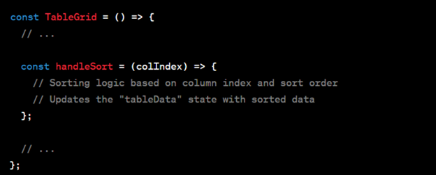 Data Sorting react NAtive table