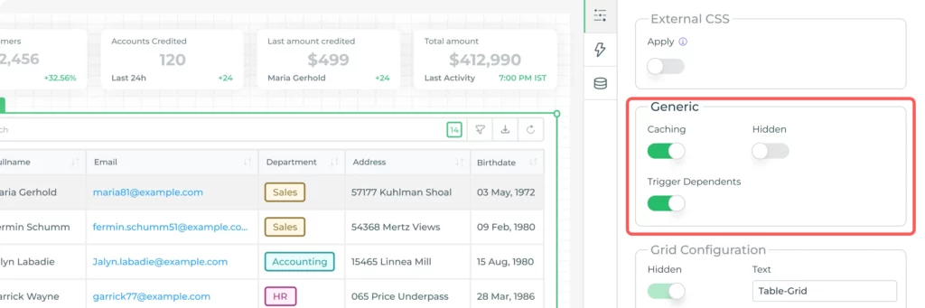Caching in Table UI Design