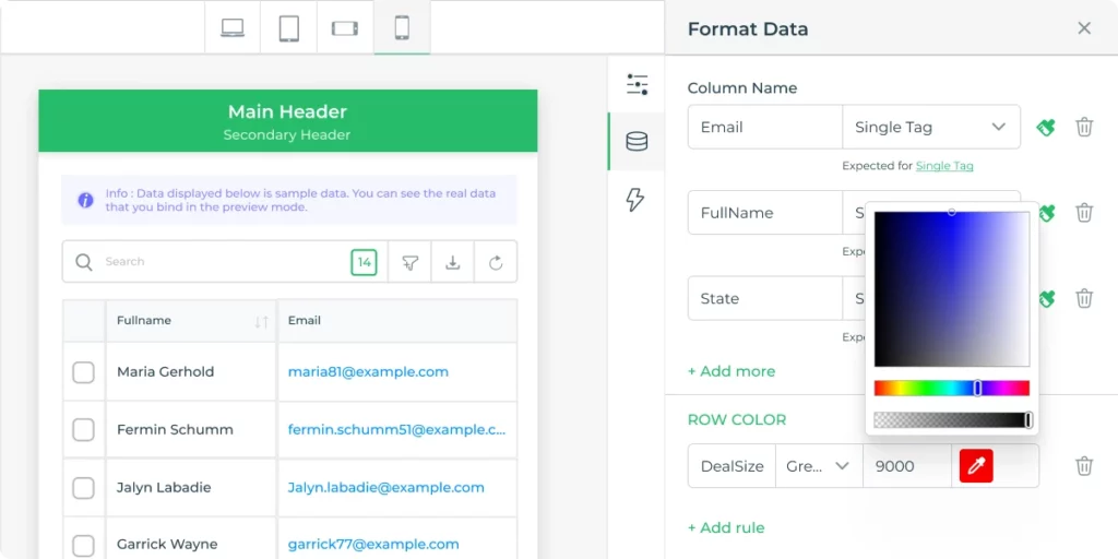 Formatting Tables in Table UI Design