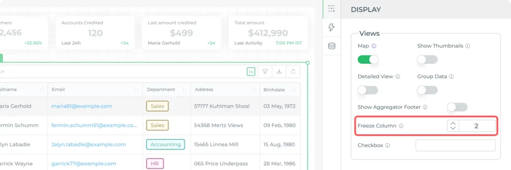 Freeze Column in Table UI Design