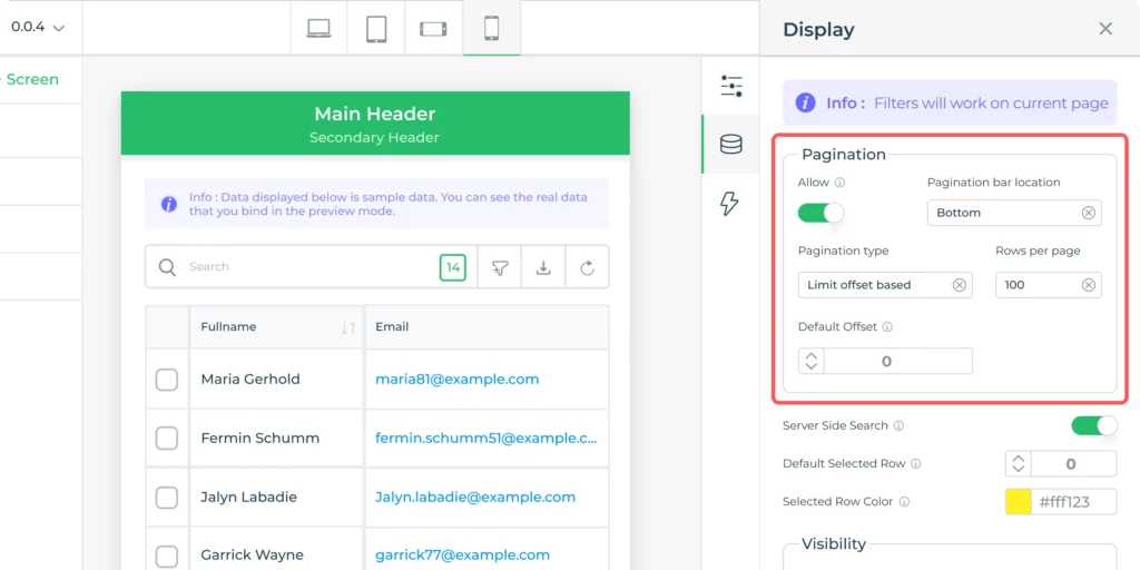 Pagination in Table UI Design