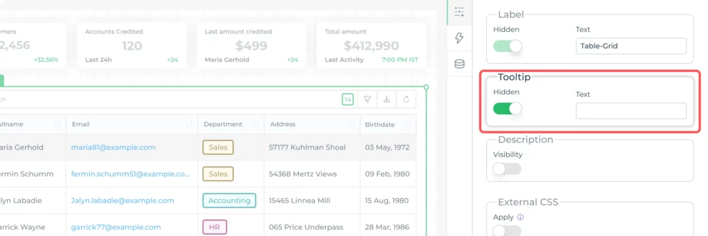 Tooltip in Table UI Design
