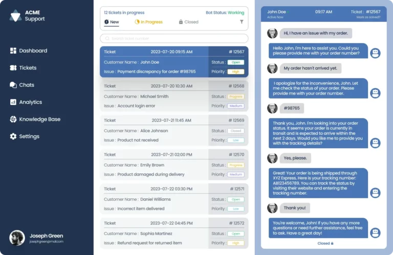 Customer Support Dashboard