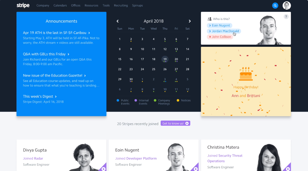 Stripe's Home Internal Tool