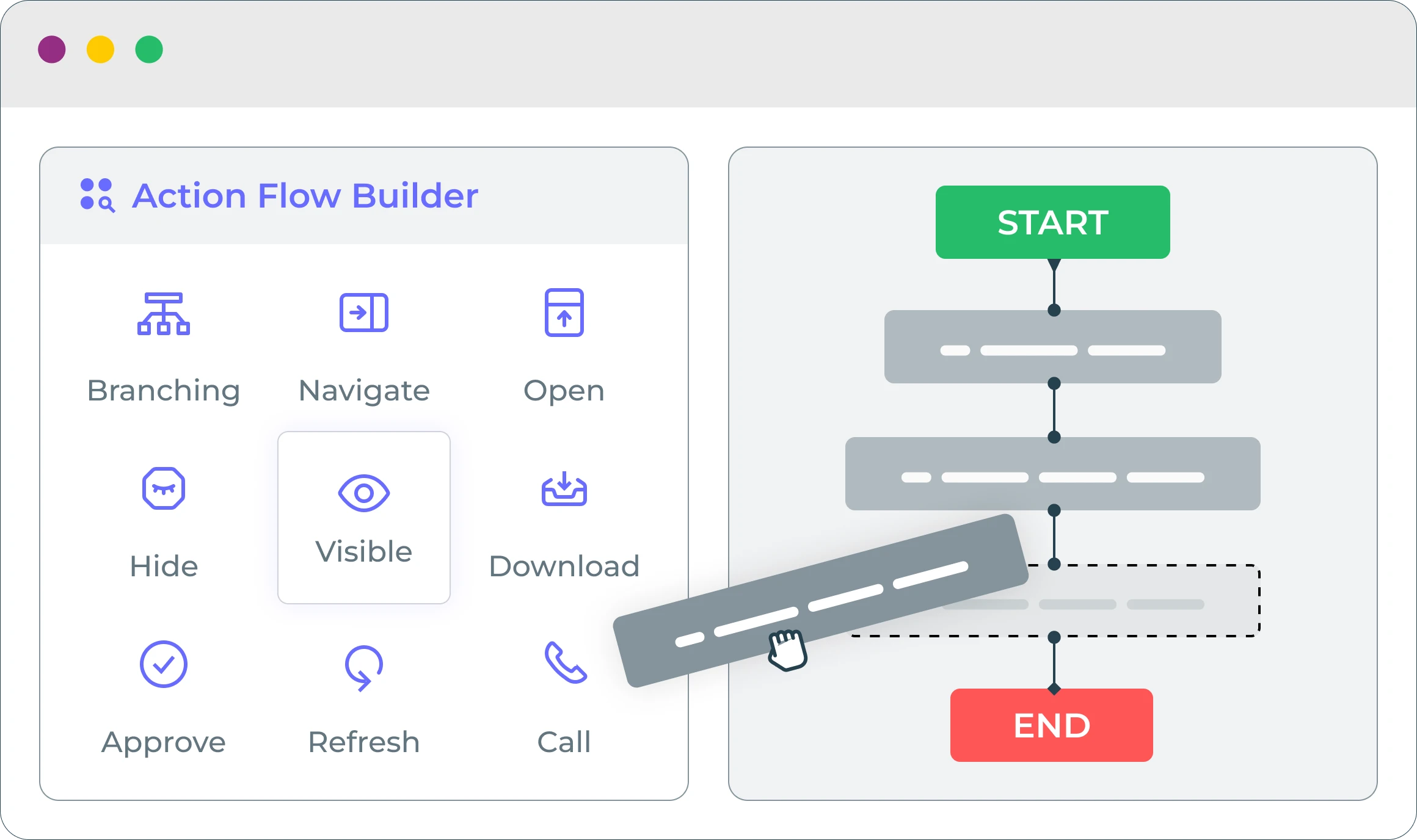 Visually Design Action Flows on DronaHQ