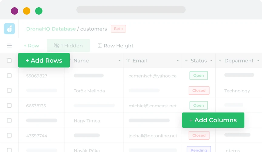 Unlimited rows and columns