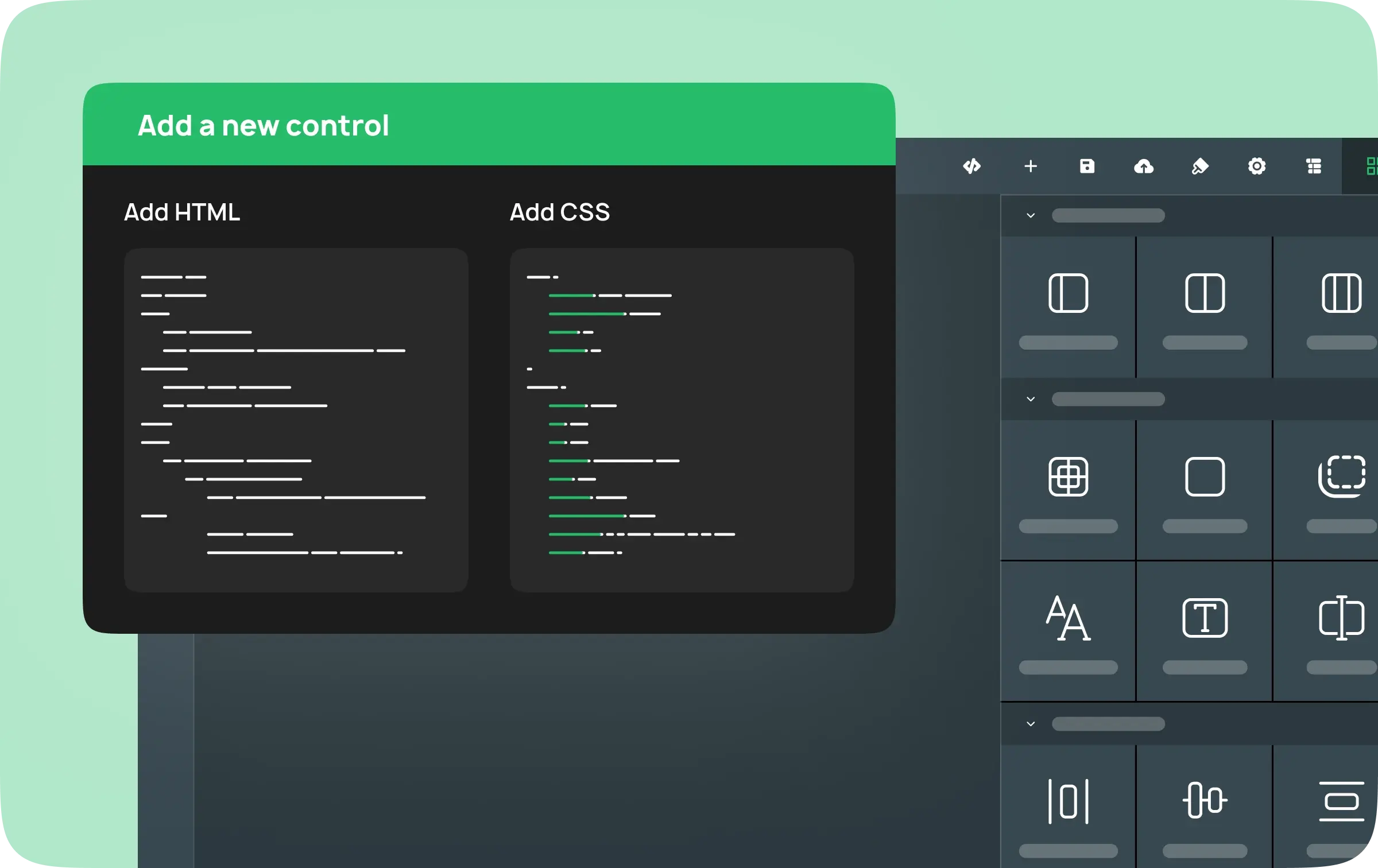 Paste code in control designer