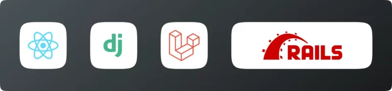 Icons of react ,django,ruby