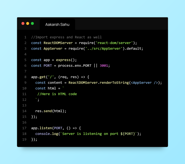 server side rendering in react