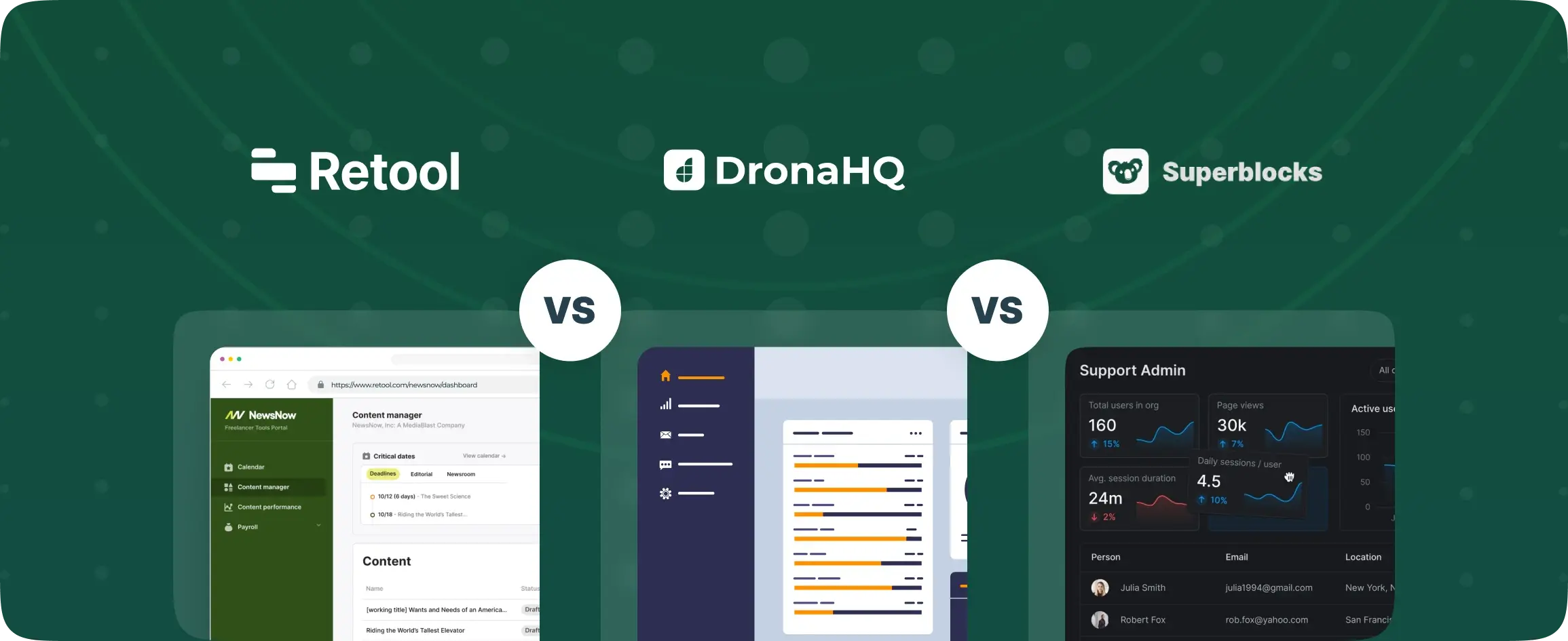 Retool vs Superblocks vs DronaHQ