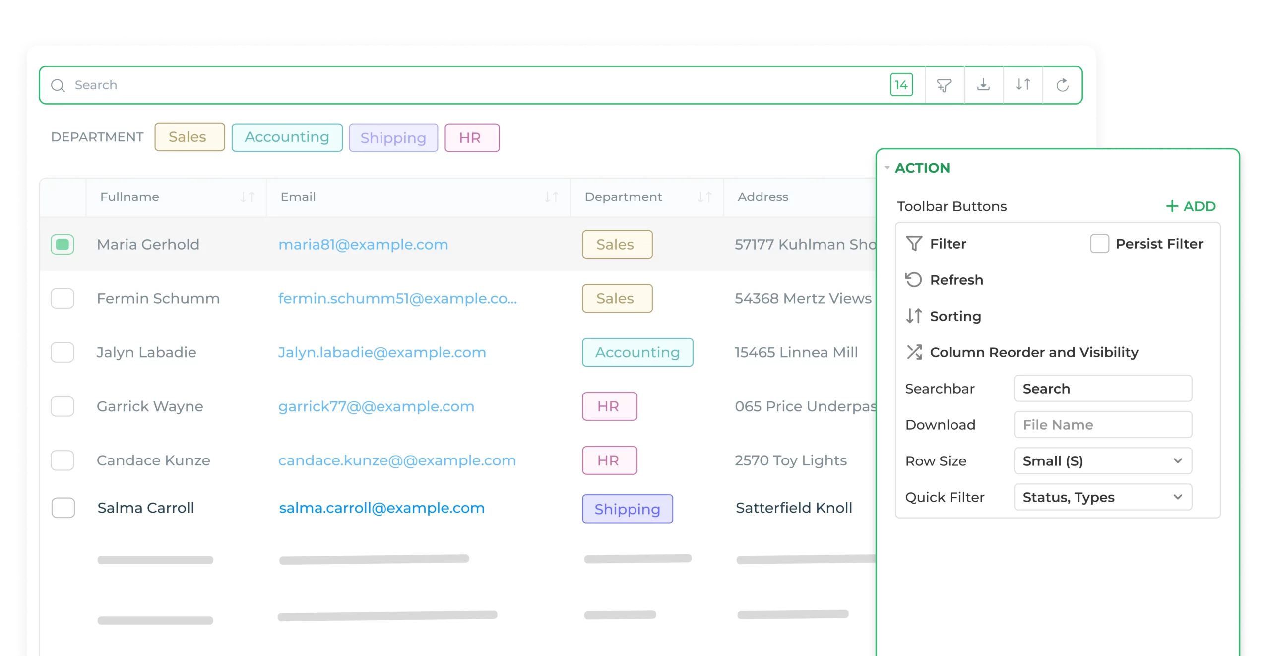 Search, filter, sort