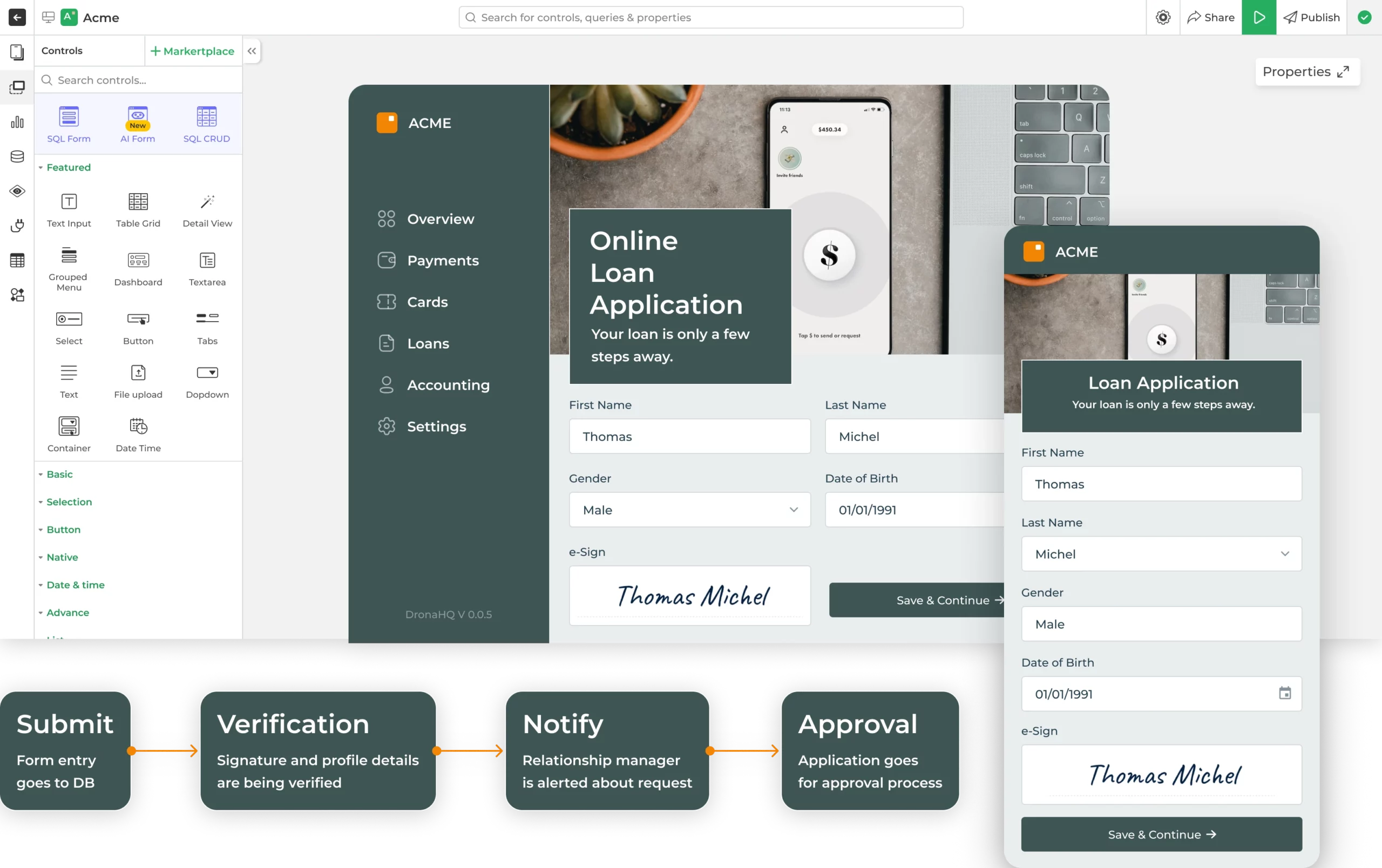 Drag and drop UI builder