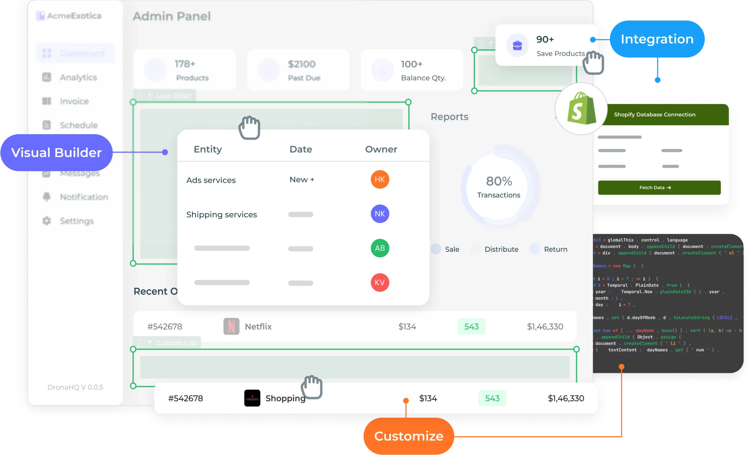 Build <b>Shopify admin panels</b> fast, maintain them with ease