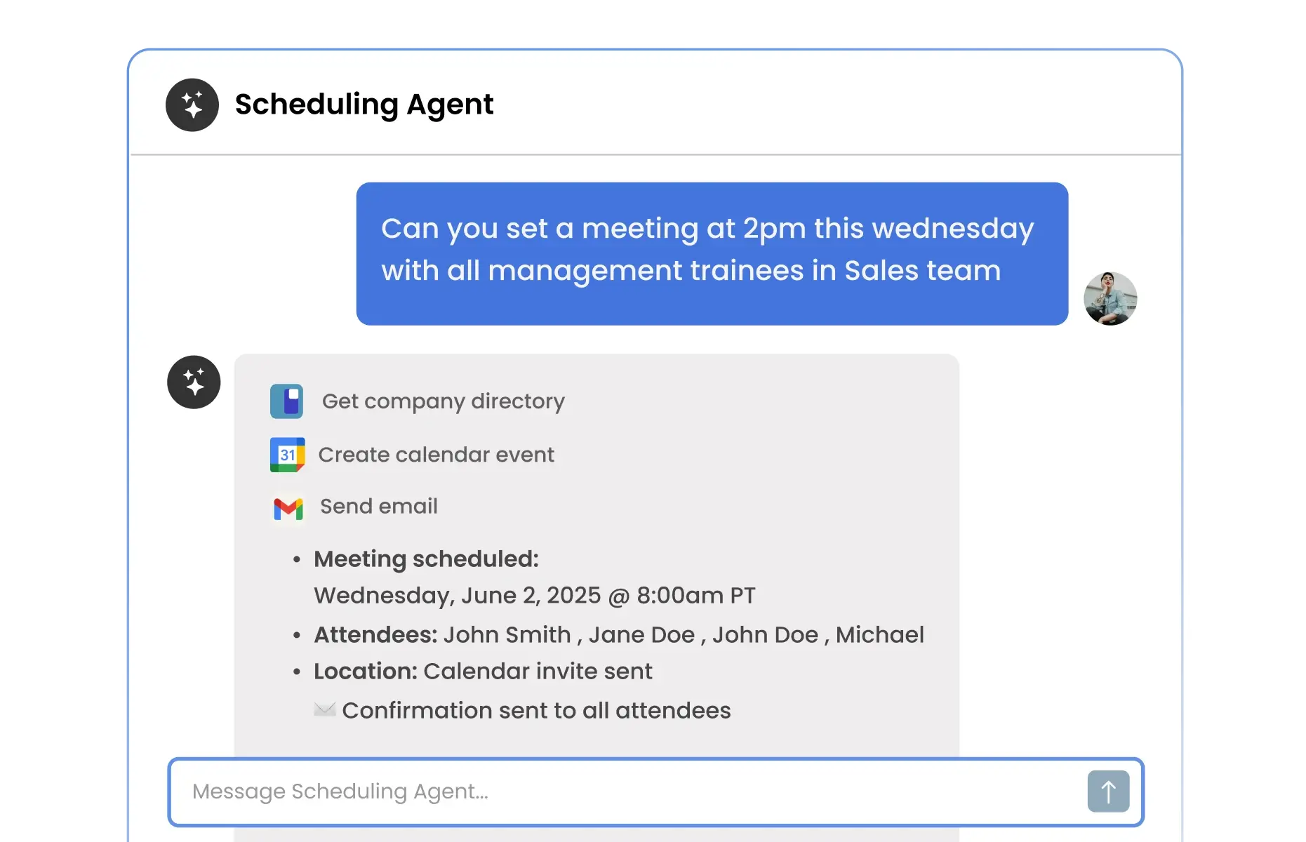 Meeting scheduler agent