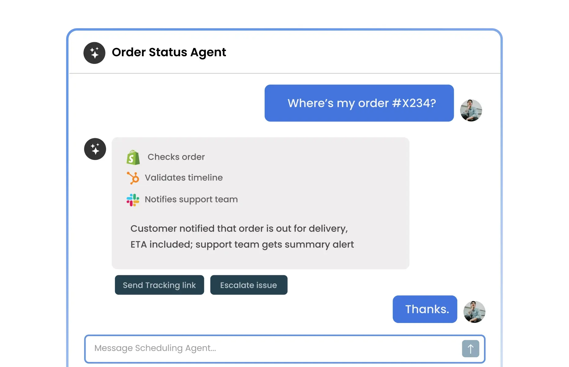 Customer support agent
