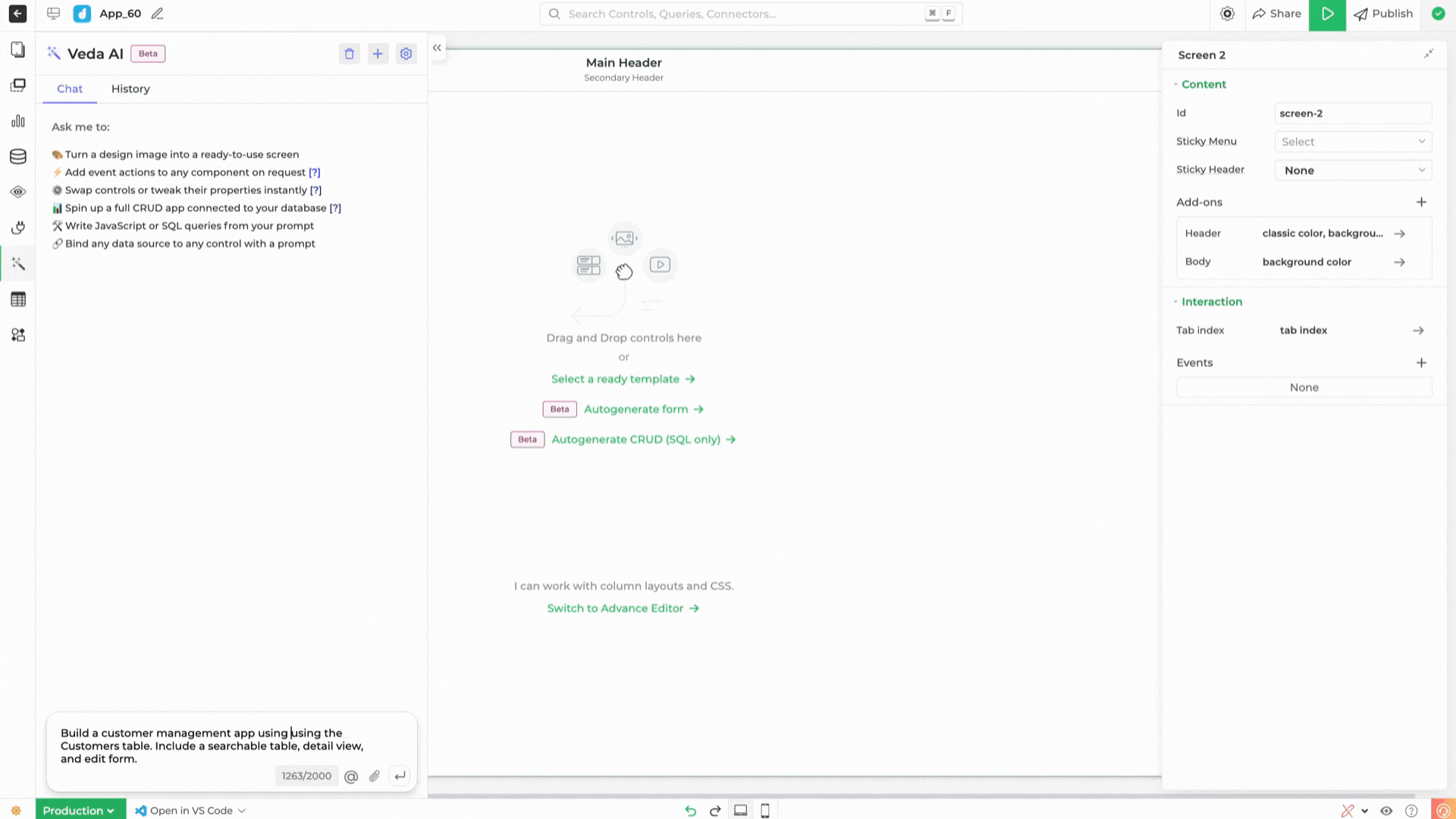 prompts to ui from a datasource