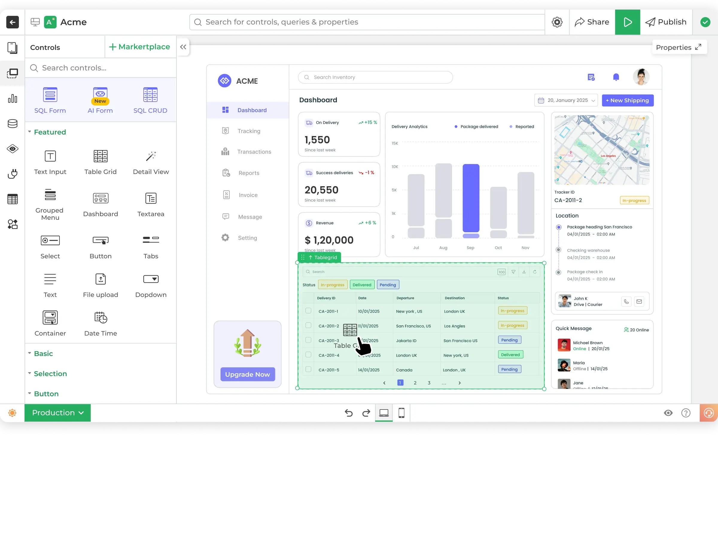 Build internal tools and apps using low-code UI and workflows